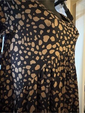 Black and Tan Animal Print Babydoll Dress